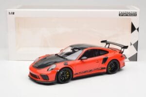 Porsche 911 991.2 GT3 RS Weissach Package Lava Orange Wording Czarne Magnezowe Felgi Minichamps 1:18 153068226 Metal — zdjęcie 6 z 6