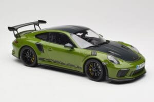 Porsche 911 991.2 GT3 RS Weissach Package Lizard Green Wording & Czarne Magnezowe Felgi Minichamps 1:18 155068232 Metal — zdjęcie 4 z 6