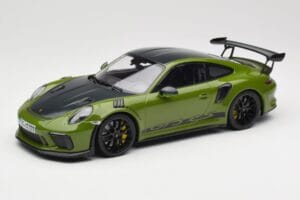 Porsche 911 991.2 GT3 RS Weissach Package Lizard Green Wording & Czarne Magnezowe Felgi Minichamps 1:18 155068232 Metal