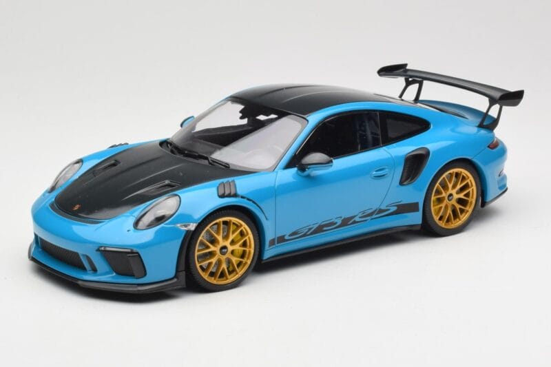 Porsche 911 991.2 GT3 RS Weissach Package Shark Blue Wording Złote Magnezowe Felgi Minichamps 1:18 153068237 Metal