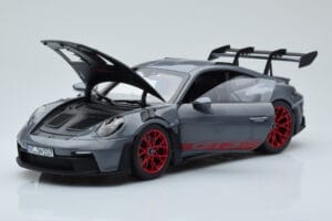 Porsche 911 992 GT3 RS Arctic Szary Pyro Czerwony Norev 1:18 187350 Metal — zdjęcie 2 z 8
