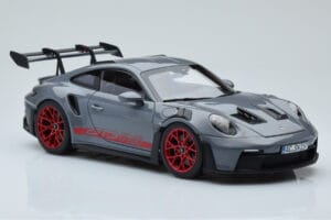 Porsche 911 992 GT3 RS Arctic Szary Pyro Czerwony Norev 1:18 187350 Metal — zdjęcie 6 z 8