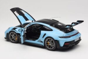 Porsche 911 992 GT3 RS Weissach Pack Gulf Blue Norev 1:18 187367 Metal — zdjęcie 5 z 8