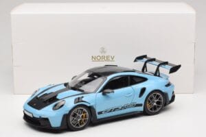 Porsche 911 992 GT3 RS Weissach Pack Gulf Blue Norev 1:18 187367 Metal — zdjęcie 8 z 8