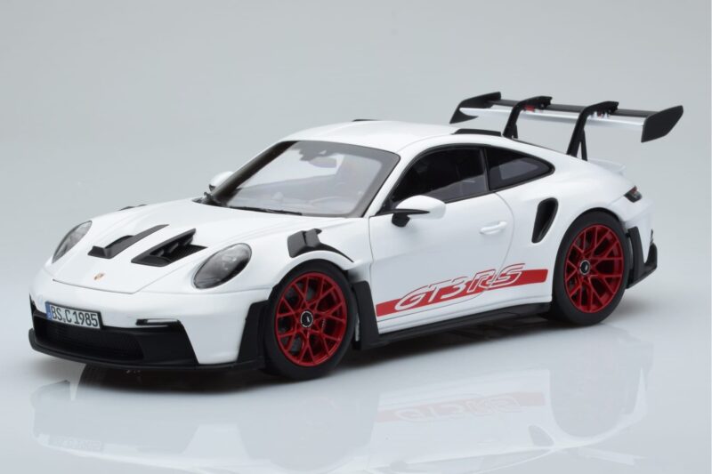 Porsche 911 992 GT3 RS Biały Pyro Czerwony Norev 1:18 187352 Metal