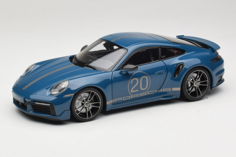 Porsche 911 992 Turbo S Coupe Sport Design Niebieski Minichamps 1:18 113069073 Metal