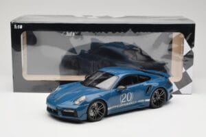 Porsche 911 992 Turbo S Sport Design Package Gentian Blue Metallic Minichamps 1:18 155069170 Metal — zdjęcie 6 z 6