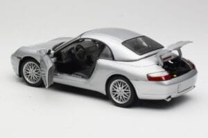 Porsche 911 996 Carrera Kabriolet Srebrny Hot Wheels 1:18 213595 Metal — zdjęcie 5 z 8