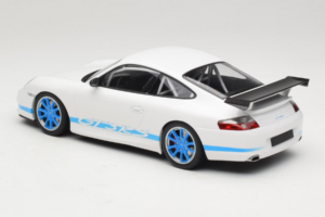 Porsche 911 996 GT3 RS Biały Niebieskie Paski Minichamps 1:18 155062021 Metal — zdjęcie 5 z 6
