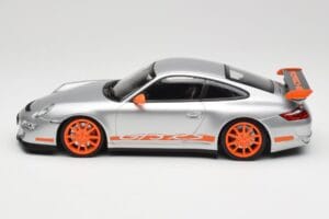 Porsche 911 997.1 GT3 RS Srebrny z Pomarańczowymi Felgami Minichamps 1:18 155062120 Metal — zdjęcie 3 z 6