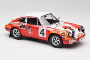 Porsche 911 S #4 G. Larrousse / M. Perramond 2nd Place Rally Monte Carlo 1972 Minichamps 1:18 107726804 Żywica — zdjęcie 4 z 6