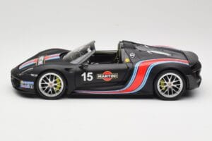 Porsche 918 Spyder Weissach Package Matt Black With Martini Stripes Minichamps 1:18 110062445 Metal — zdjęcie 4 z 8