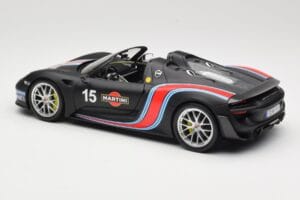 Porsche 918 Spyder Weissach Package Matt Black With Martini Stripes Minichamps 1:18 110062445 Metal — zdjęcie 7 z 8