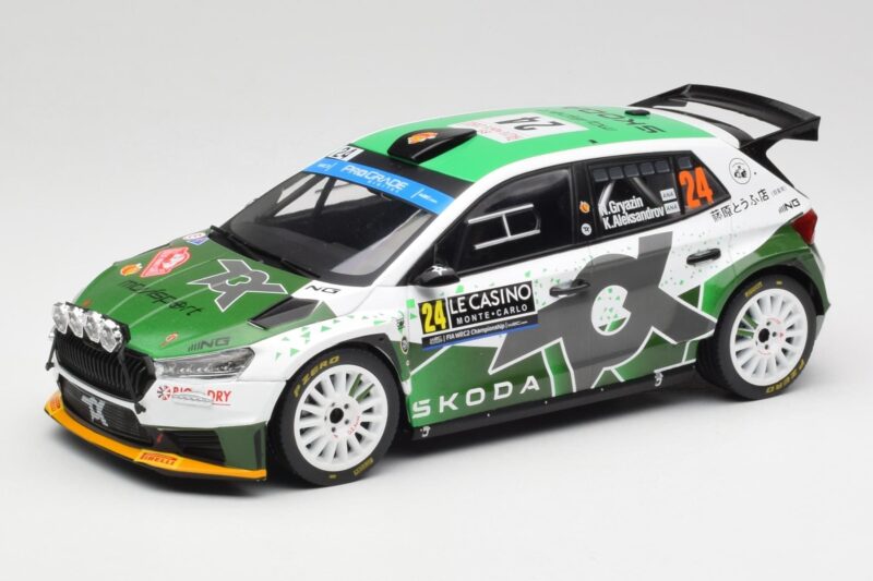 Skoda Fabia Rally2 #24 N. Gryazin / K. Aleksandrov Rally Monte Carlo 2023 IXO 1:18 18RMC155B Metal