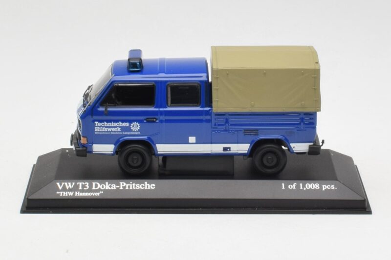 Volkswagen T3 Double Cab Flatbed THW Hannover Minichamps 1:43 400055290 Metal
