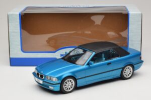 BMW 3 Series E36 Kabriolet Niebieski Metaliczny MCG 1:18 MCG18319 Metal — zdjęcie 7 z 7