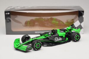 Stake Kick Sauber C44 G. Zhou Emilia Romagna GP 2024 Minichamps 1:18 117240124 Żywica — zdjęcie 7 z 7