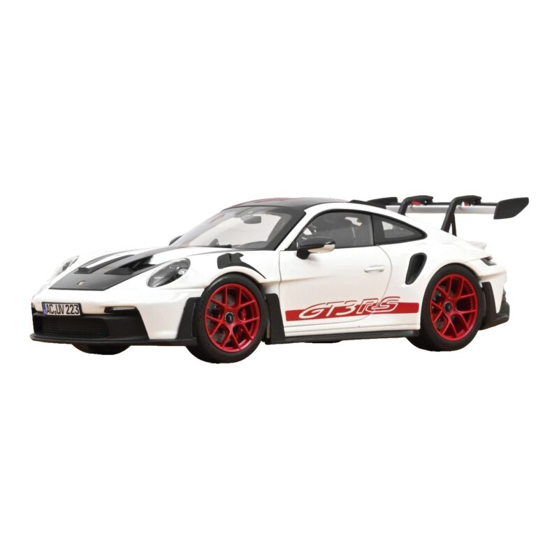 Porsche 911 992 GT3 RS Weissach Package Biały Pyro Red Norev 1:18 187373 Metal