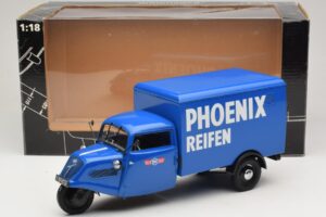 Tempo Hanseat Trójkołowy Furgon Phoenix Blue Minichamps 1:18 180099040 Metal — zdjęcie 6 z 6