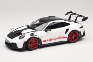 Porsche 911 992 GT3 RS Weissach Package Biały Pyro Red Norev 1:18 187373 Metal