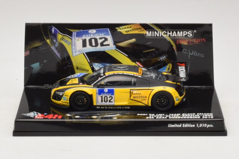 Audi R8 LMS GT3 #102 H-J. Stuck / H. Heyer Black Falcon 24 Hours of Nurburgring 2010 Minichamps 1:43 Audi R8 LMS GT3 #102 H-J. Stuck / H. Heyer Black Falcon 24 Hours of Nurburgring 2010 Minichamps 1:43 437101912 Metal