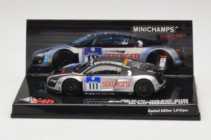 Audi R8 LMS GT3 #111 Metha / Breslin Black Falcon 24 Hours of Nurburgring 2010 Minichamps 1:43 Audi R8 LMS GT3 #111 Metha / Breslin Black Falcon 24 Hours of Nurburgring 2010 Minichamps 1:43 437101911 Metal