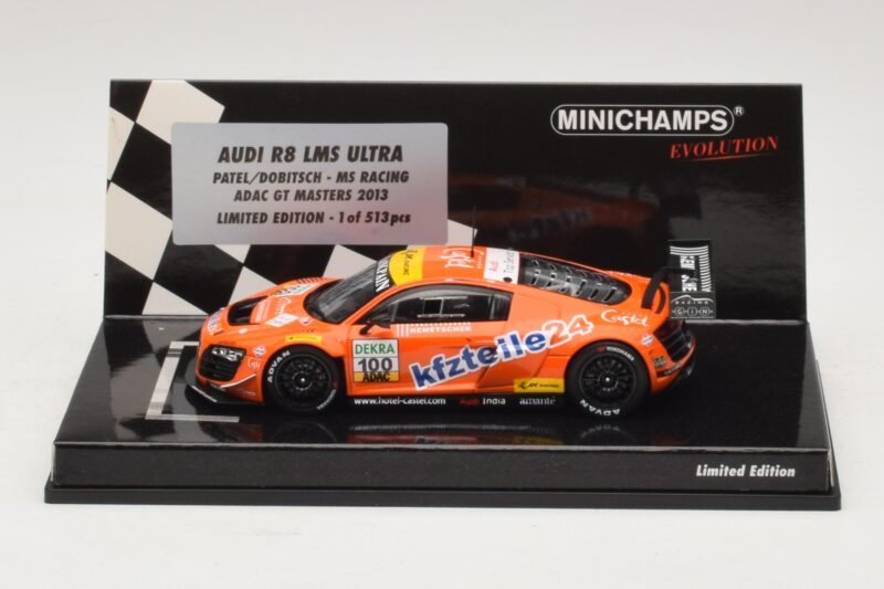Audi R8 LMS Ultra #100 MS Racing Patel / Dobitsch ADAC GT Masters 2013 Minichamps 1:43 437130100 Metal