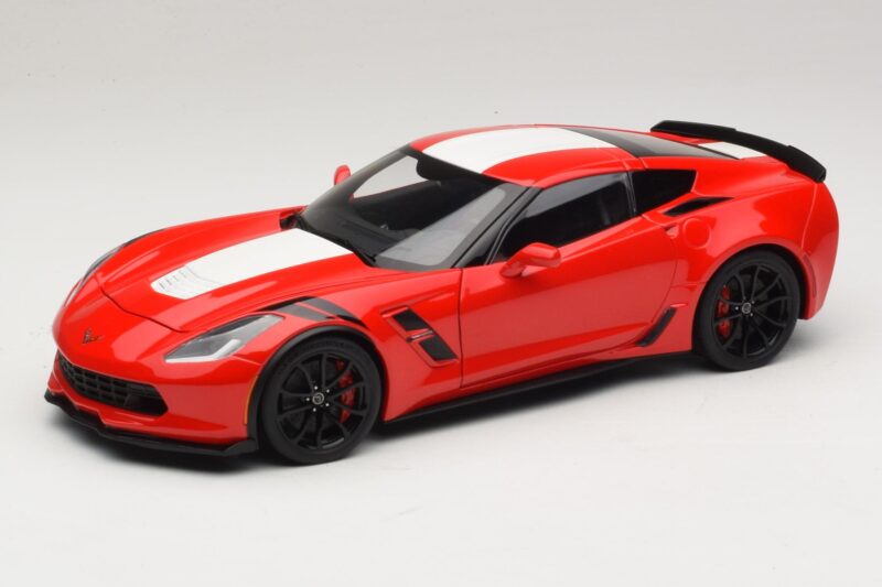 Chevrolet Corvette C7 Grand Sport Czerwony z Białymi Pasami AUTOart 1:18 71274 Kompozyt