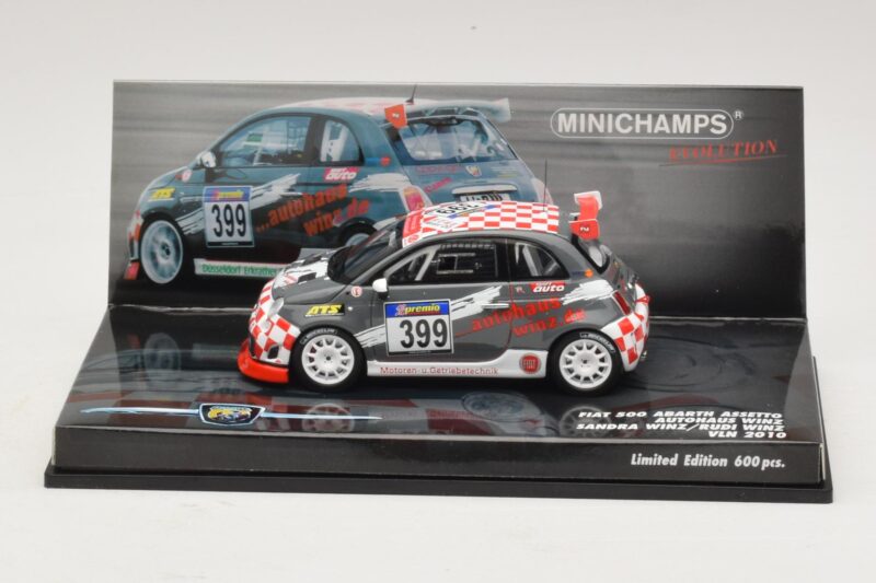 Fiat 500 Abarth Assetto Corse #399 Autohaus Winz VLN 2010 Minichamps 1:43 Fiat 500 Abarth Assetto Corse #399 Autohaus Winz VLN 2010 Minichamps 1:43 437101299 Metal
