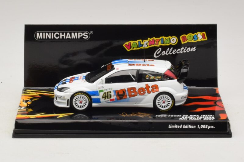 Ford Focus RS WRC #46 V. Rossi / C. Cassina RAC Rally 2007 Uszkodzone Pudełko Minichamps 1:43 400078446-O1 Metal