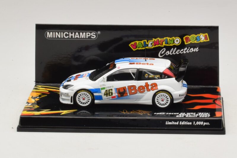 Ford Focus RS WRC #46 V. Rossi / C. Cassina RAC Rally 2007 Minichamps 1:43 Ford Focus RS WRC #46 V. Rossi / C. Cassina RAC Rally 2007 Minichamps 1:43 400078446 Metal