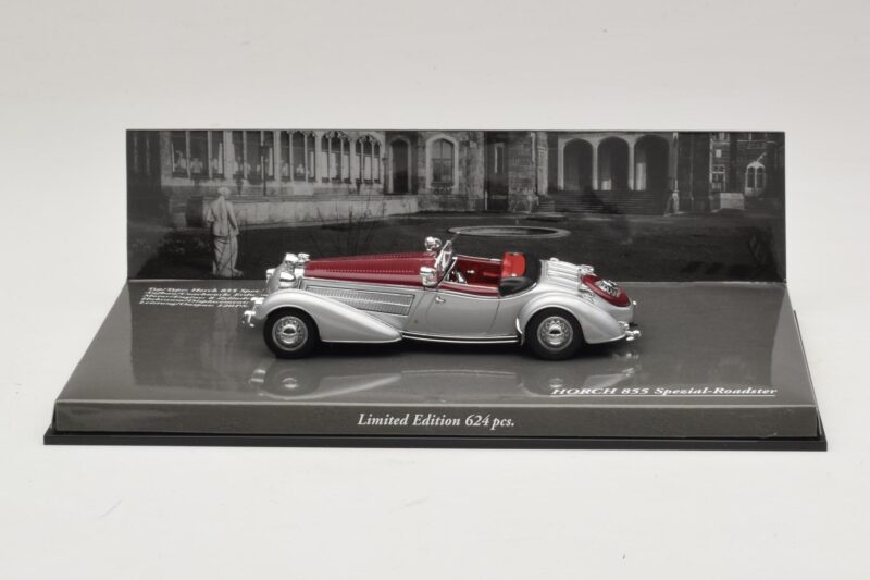Horch 855 Spezial Roadster Srebrny Czerwony Minichamps 1:43 436014206 Metal