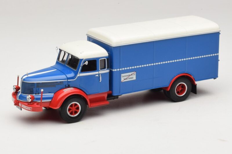 Krupp Titan Furgon Niebieski Czerwony Minichamps 1:43 439069040 Metal