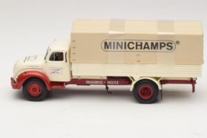 Magirus-Deutz S 7500 Jupiter Ciężarówka Skrzyniowa Biały Czerwony Minichamps 1:43 439141022 Metal — zdjęcie 3 z 6