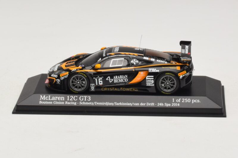 McLaren MP4-12C GT3 #16 Boutsen Racing Schmetz / Demirdjian 24 Hours of Spa 2014 Minichamps 1:43 McLaren MP4-12C GT3 #16 Boutsen Racing Schmetz / Demirdjian 24 Hours of Spa 2014 Minichamps 1:43 437141316 Metal