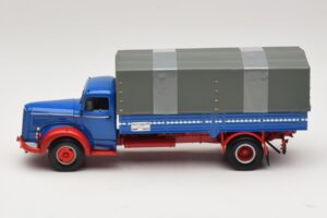 Mercedes L 315 Samochód Skrzyniowy Niebiesko-Czerwony Minichamps 1:43 439034420 Metal — zdjęcie 3 z 6