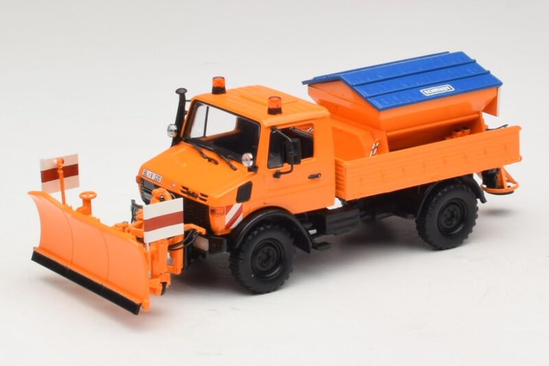 Mercedes Unimog 1300 L Pług Śnieżny Pomarańczowy Minichamps 1:43 439033060 Metal