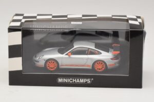 Porsche 911 997 GT3 RS Srebrny Pomarańczowy Minichamps 1:43 403066013 Metal — zdjęcie 4 z 4