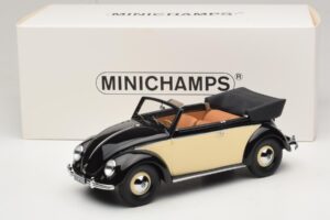 Volkswagen Beetle Kabriolet Czarny Kremowy Minichamps 1:18 107054131 Żywica — zdjęcie 6 z 6