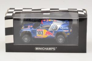 Volkswagen Race Touareg #103 B. Saby / R. Perin Winner Rally Por Las Pampas 2005 Pudełko Zamienne Minichamps 1:43 436055303-R — zdjęcie 4 z 4