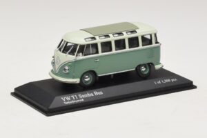 Volkswagen T1 Samba Bus Turkusowo-Niebieski Biały Minichamps 1:43 430052306 Metal — zdjęcie 2 z 4