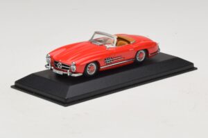 Mercedes 300 SL W198 Czerwony Z Brązowym Wnętrzem Minichamps 1:43 MB009 Metal — zdjęcie 2 z 5