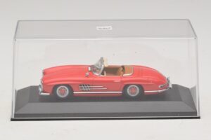Mercedes 300 SL W198 Czerwony Z Brązowym Wnętrzem Minichamps 1:43 MB009 Metal — zdjęcie 4 z 5