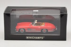 Mercedes 300 SL W198 Czerwony Z Brązowym Wnętrzem Minichamps 1:43 MB009 Metal — zdjęcie 5 z 5