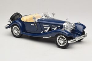 Mercedes 500K Roadster Niebieski Bburago 1:20 3070 Metal — zdjęcie 6 z 8