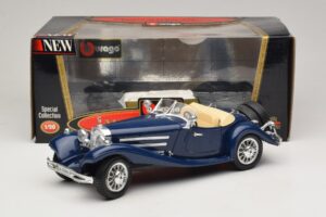 Mercedes 500K Roadster Niebieski Bburago 1:20 3070 Metal — zdjęcie 8 z 8