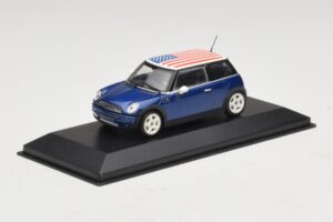 Mini Cooper S R53 Niebieski Z Flagą Amerykańską Minichamps 1:43 MINI014 Metal — zdjęcie 2 z 5