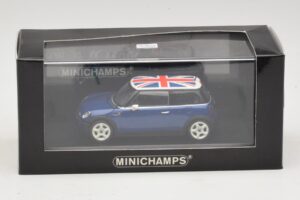Mini Cooper S R53 Niebieski Z Flagą Brytyjską Minichamps 1:43 MINI026 Metal — zdjęcie 4 z 4