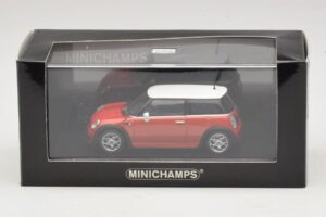 Mini Cooper S R53 Czerwony Z Białym Dachem Minichamps 1:43 MINI025 Metal — zdjęcie 5 z 5