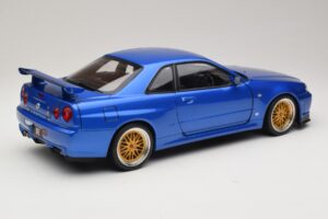 Nissan Skyline GT-R R34 V-Spec II Niebieski Metalik BBS Felgi KK-Scale 1:12 KKDC120211-2 Metal — zdjęcie 3 z 8